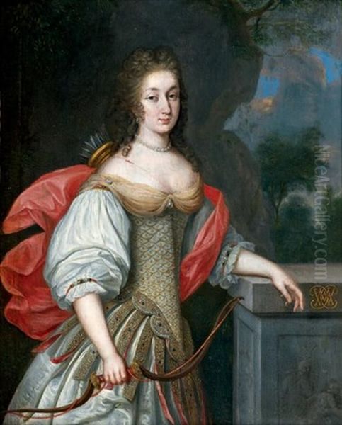 Portrait Presume De La Duchesse De Gramont En Diane Chasseresse Oil Painting by Eglon Hendrik van der Neer