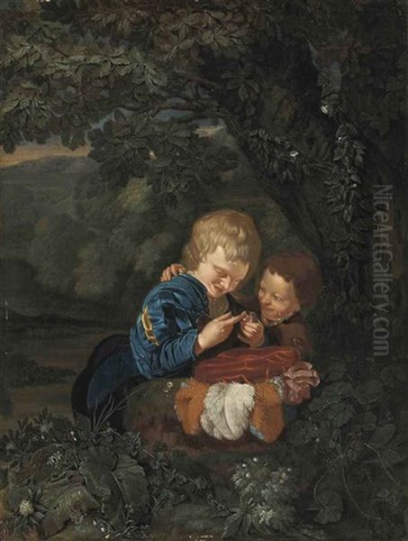 The Young Bird Catchers Oil Painting by Eglon Hendrik van der Neer