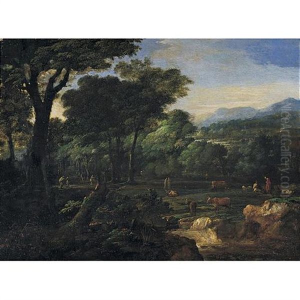 Pastoral Landscape Oil Painting by Eglon Hendrik van der Neer