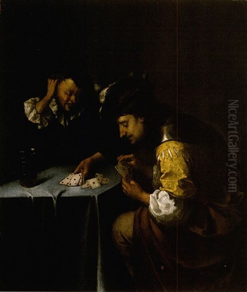 The Card-players Oil Painting by Eglon Hendrik van der Neer