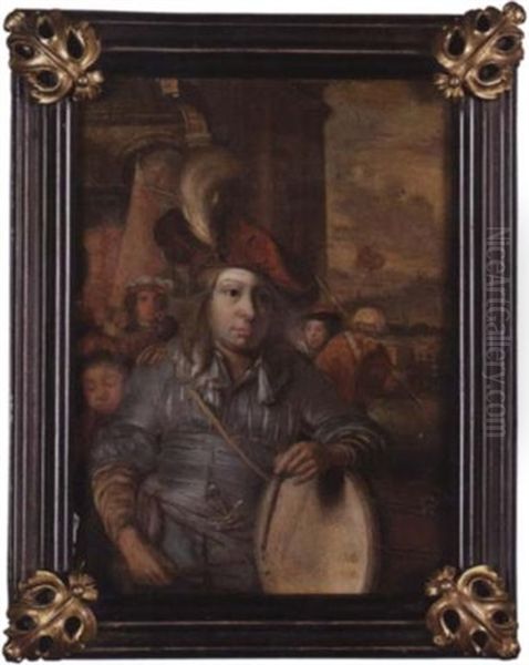 A Drummer Boy Oil Painting by Eglon Hendrik van der Neer