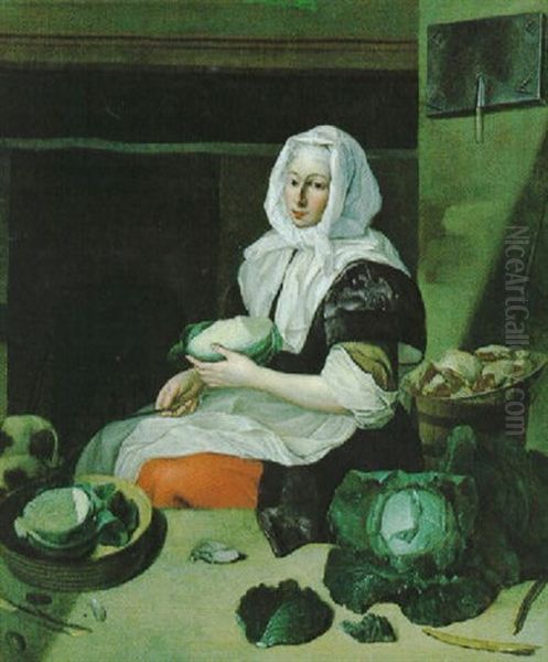 Die Kuchenmagd Oil Painting by Eglon Hendrik van der Neer