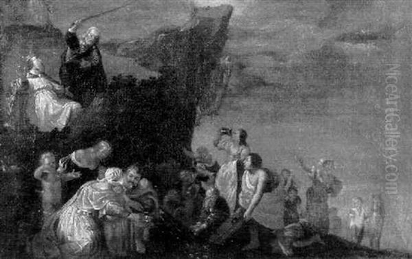 Moses Schlagt Wasser Aus Dem Felsen Oil Painting by Eglon Hendrik van der Neer