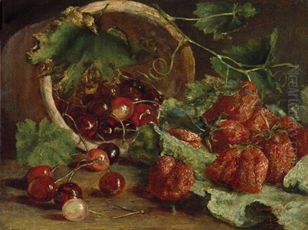 Stilleben Mit Erdbeeren Und Kirschen Oil Painting by Jan Neervoort