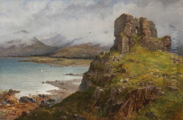 Castle Ruins Oil Painting by Samuel C. Bird