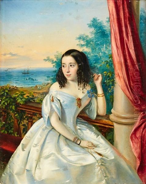 Portrait Of A Lady-in-waiting To Alexandra Feodorovna Oil Painting by Timofey Andreyevich Neff