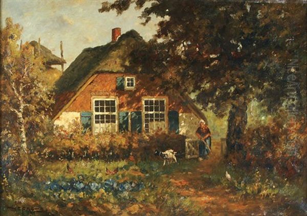 Tending The Garden Oil Painting by Martinus Jacobus Nefkens