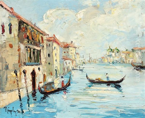 Canal Grande Oil Painting by Rudolph Negely