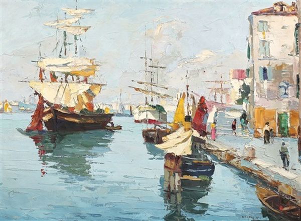 Corabii La Venetia Oil Painting by Rudolph Negely