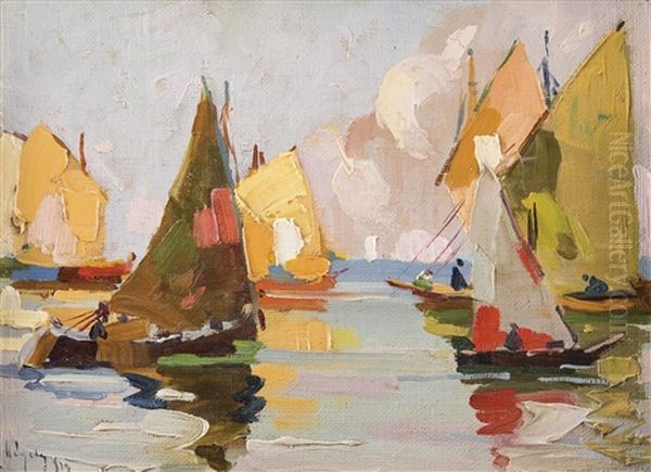 Segeljollen Oil Painting by Rudolph Negely