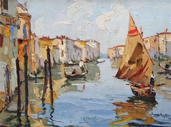 Canal Grande La Venetia Oil Painting by Rudolph Negely