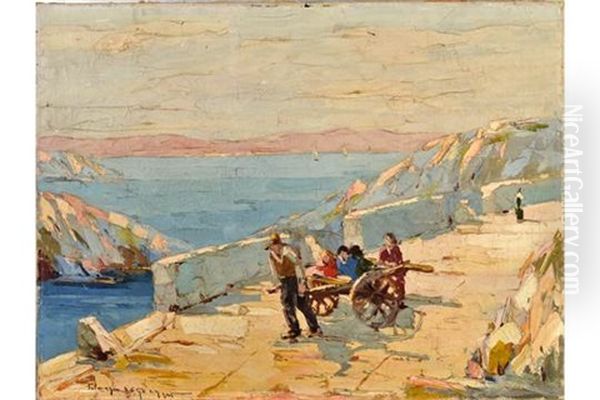 Hand Cart By The Croatian Coast, Dalmazia Oil Painting by Rudolph Negely