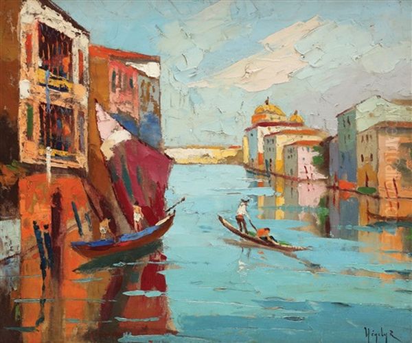 Gondole La Venetia Oil Painting by Rudolph Negely