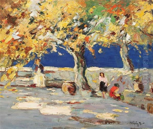 Sorrento Terrace Oil Painting by Rudolph Negely