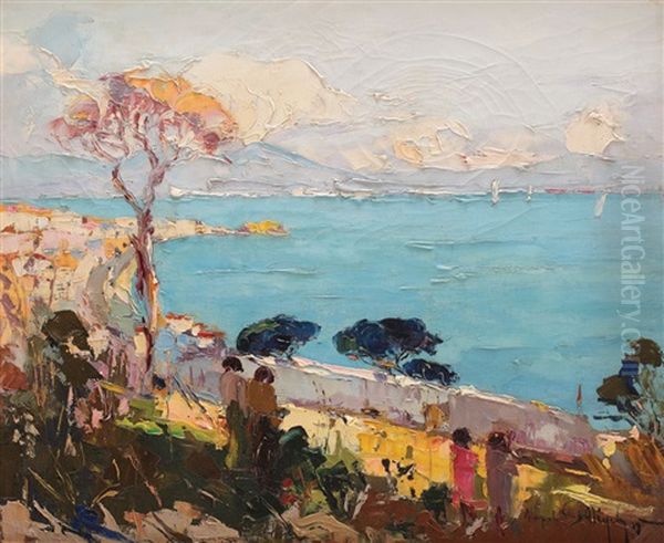 Sea At Naples Oil Painting by Rudolph Negely