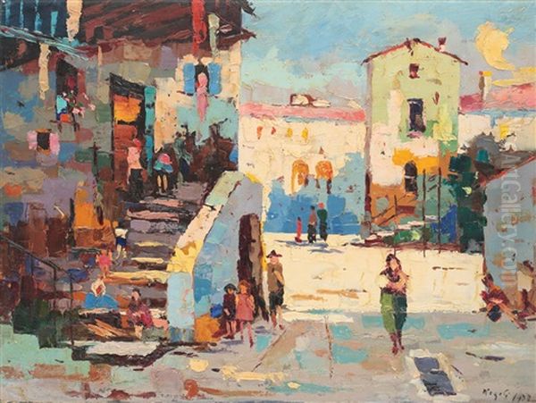 Market From Napoli Oil Painting by Rudolph Negely