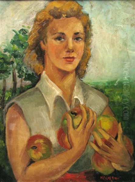 Girl With Apples by Grigore Negosanu