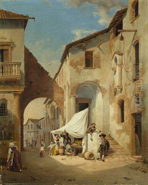 Strassenszene In Italien Oil Painting by Michael Neher