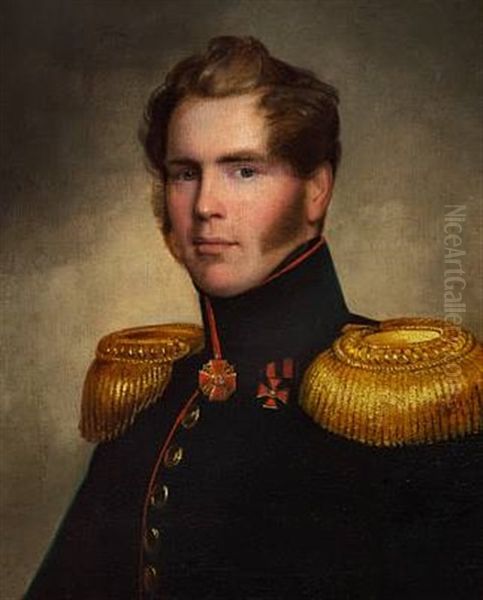 Portrait Of Otto Reinhold Von Essen In Russian Military Uniform Oil Painting by Timoleon Carl von Nehf