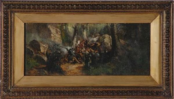 Battle In The Woods Oil Painting by Victor Nehlig