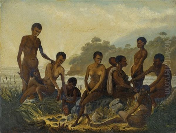 Aborigines Of Van Diemen's Land Oil Painting by Robert Neill