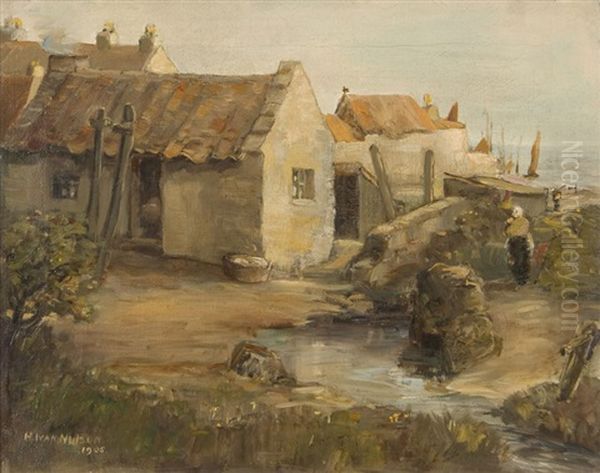 Village By The Harbour Oil Painting by Henry Ivan Neilson