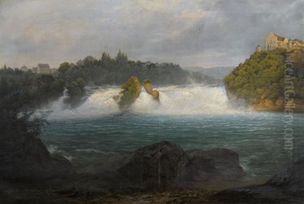 Rheinfall Bei Neuhausen Oil Painting by Johann Matthias Neithardt