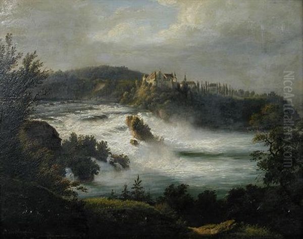 The Schaffhausen Falls Oil Painting by Johann Matthias Neithardt