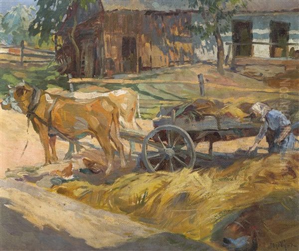 Near The Farm Oil Painting by Karel Nejedly