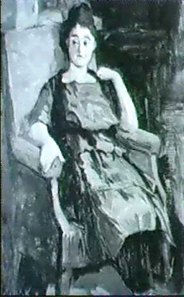 Im Lehnstuhl Sitzende Frau Oil Painting by Karel Nejedly