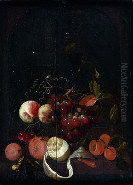 Nature Morte Aux Raisins, Peches, Oranges Et Citrons Oil Painting by Martinus Nellius