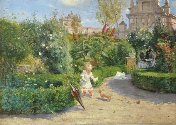 The Murillo Gardens, Seville Oil Painting by Hugo Birger