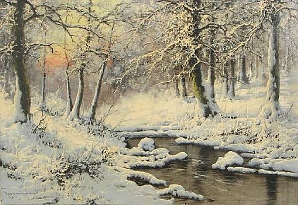 A Winter Wonderland Oil Painting by Antal (Laszlo) Neogrady