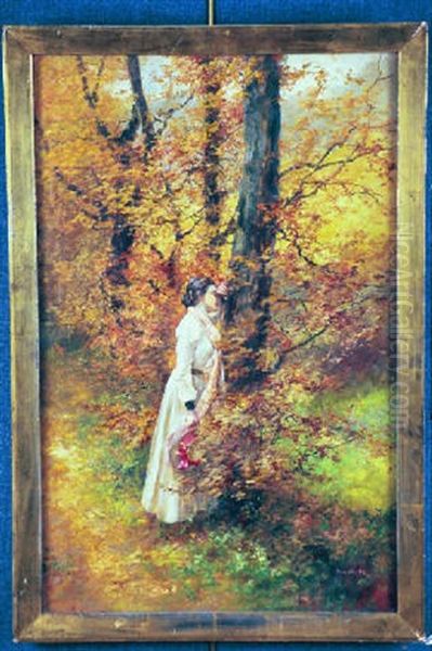 A Quiet Moment In The Woods Oil Painting by Antal (Laszlo) Neogrady