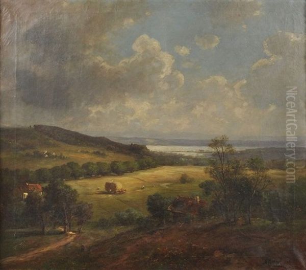 Landschaft Im Munchener Voralpengebiet Oil Painting by Heinrich Neppel