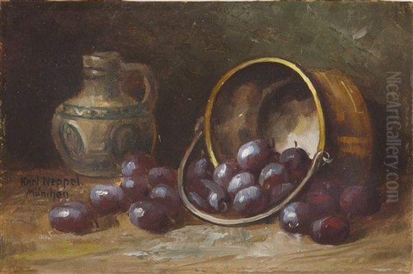 Stillleben Mit Zwetschgen Oil Painting by Karl Neppel