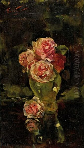 Roses Oil Painting by Girolamo Pieri Ballati Nerli