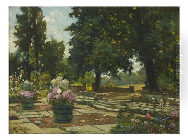 Bellevue Hill Garden Oil Painting by Girolamo Pieri Ballati Nerli