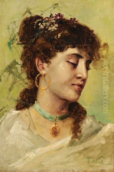 Gypsy Girl Oil Painting by Girolamo Pieri Ballati Nerli