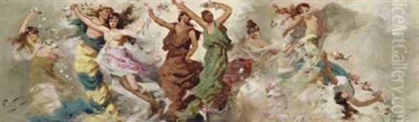 Rites Of Spring, Tivoli Theatre, Sydney (+ 2 Others, Various Sizes; 3 Studies) Oil Painting by Girolamo Pieri Ballati Nerli