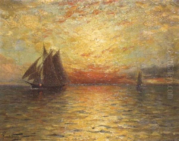 Sunset, Samoa Oil Painting by Girolamo Pieri Ballati Nerli