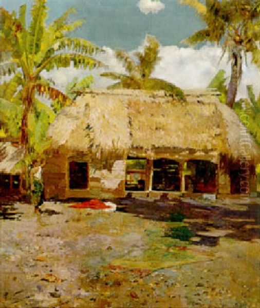 A Meeting House, Apia, Samoa by Girolamo Pieri Ballati Nerli