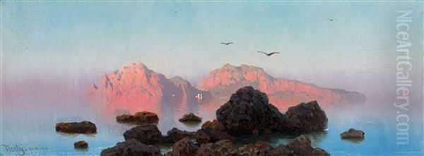 Capri Oil Painting by Friedrich Nerly the Younger