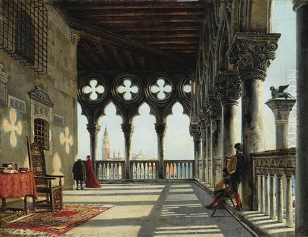 Vue Du Palais Des Doges, Venise Oil Painting by Friedrich Nerly the Younger