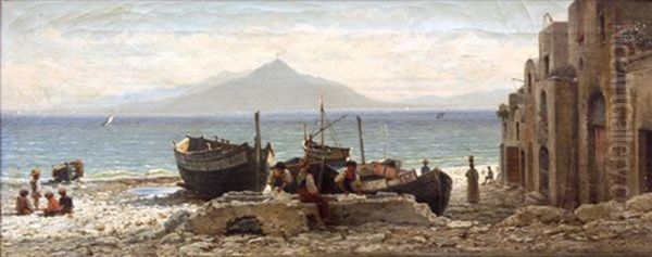 The Coast Of Capri Oil Painting by Friedrich Nerly the Younger