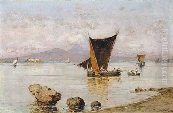 Fishing On The Bay Of Naples Oil Painting by Friedrich Nerly the Younger