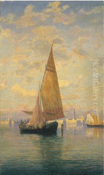 Vele A Venezia Oil Painting by Friedrich Nerly the Younger