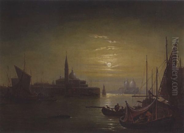 Venedig Bei Mondlicht Oil Painting by Friedrich Nerly the Younger