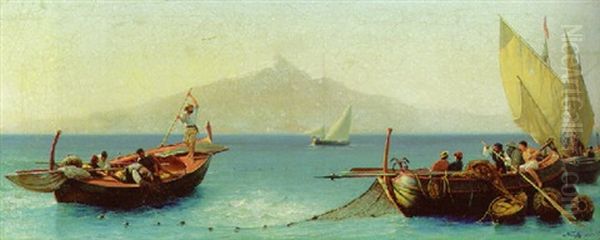 Una Pescata Nel Golfo Di Catania, Sicilia Oil Painting by Friedrich Nerly the Younger