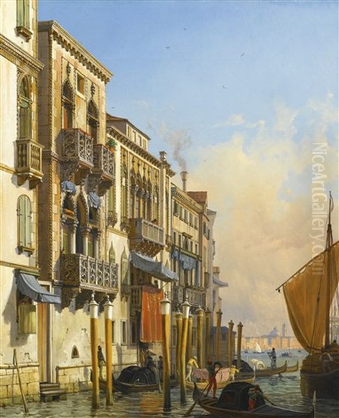 The Palazzi Contarini-fasan And Contarini, Venice Oil Painting by Friedrich Nerly